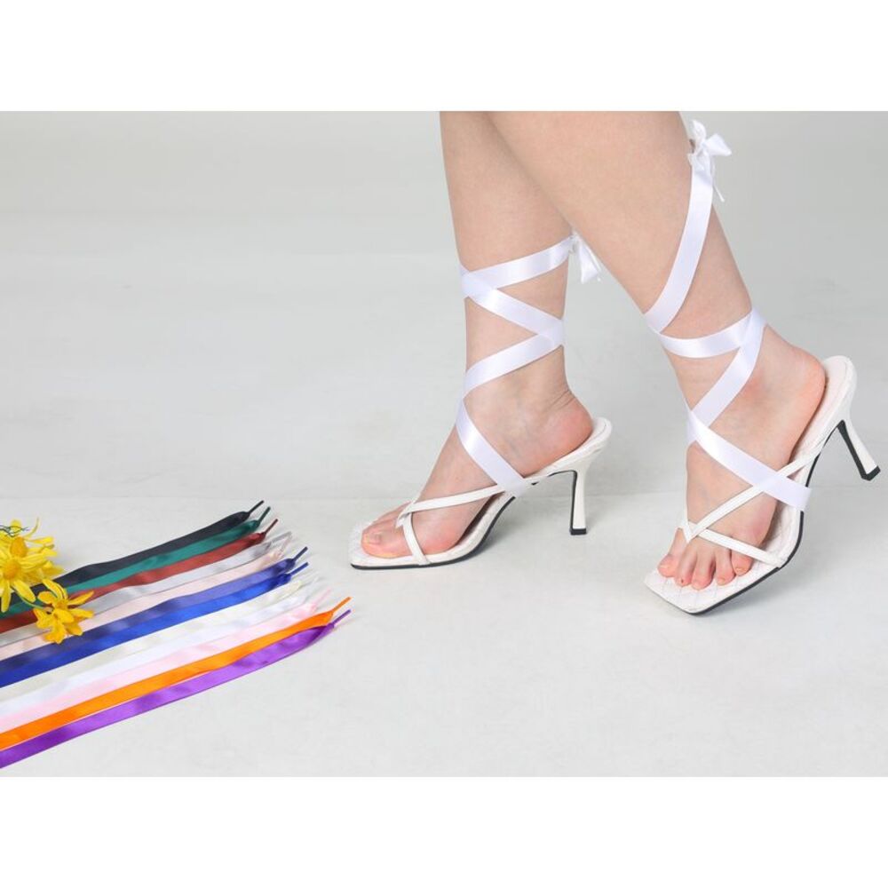 1 Pair Flat Satin Ribbon Wide Shoestrings Colorful Shoe Laces Coffee - Picture 5 of 5